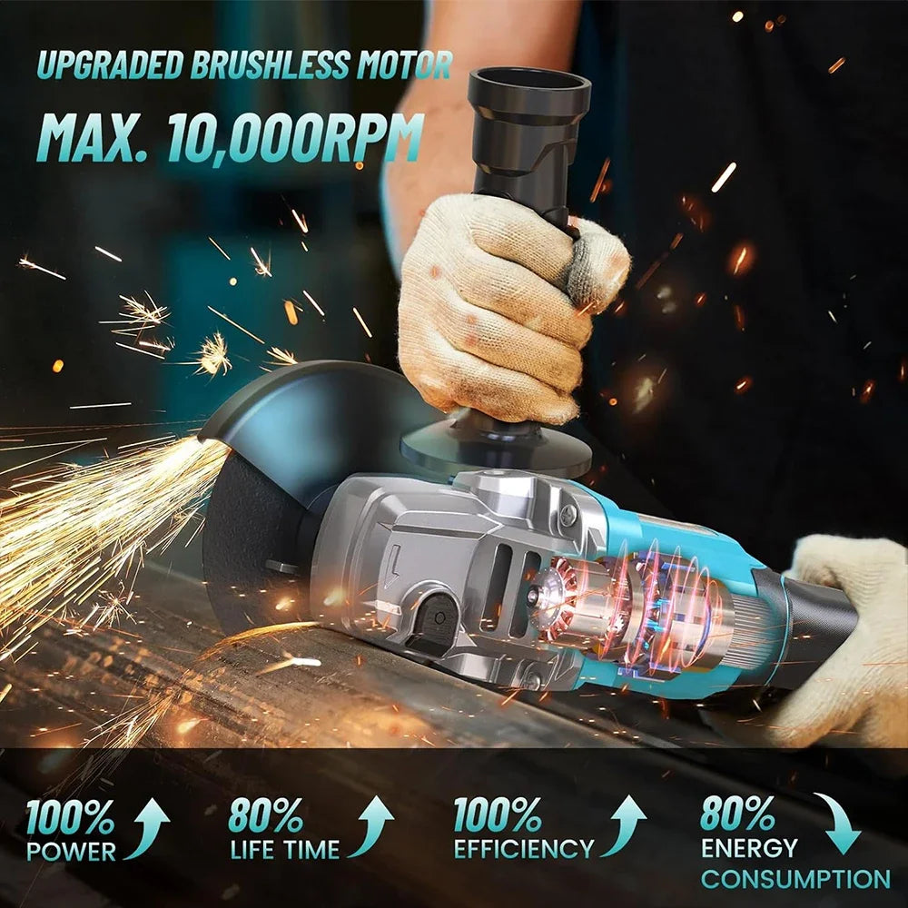 Seesii 21V Brushless Angle Grinder Multifunction Tool