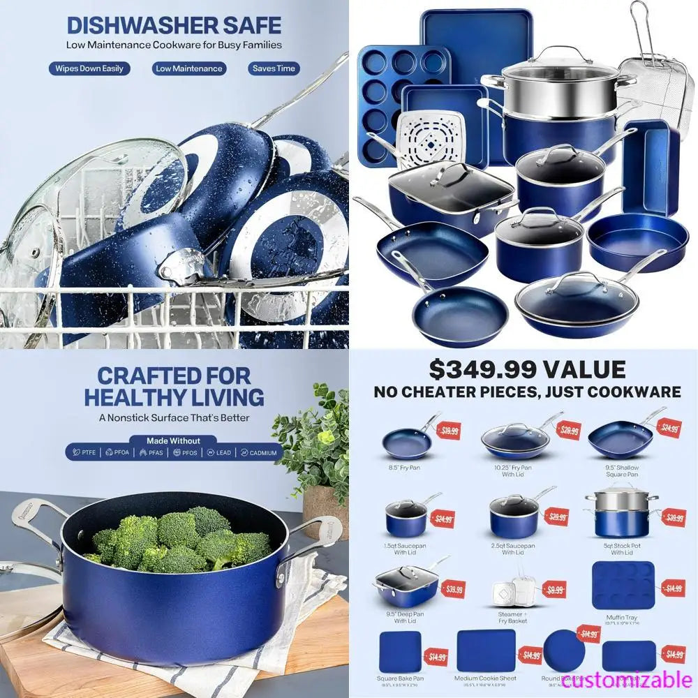 Granitestone Non-Stick Cookware Set Complete Pots And Pans Collection