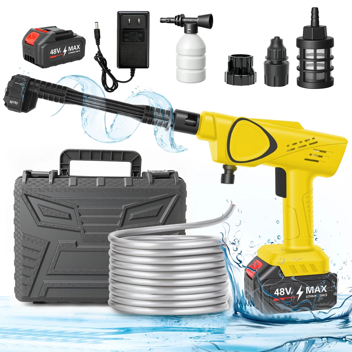 21V Cordless Pressure Washer 970 With Six In One Nozzle