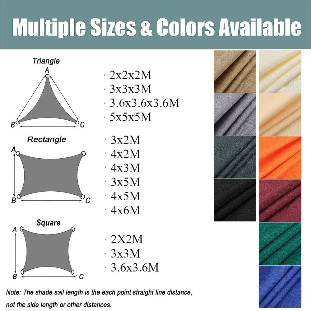 Waterproof Shade Sail for Outdoor Patio and Garden Canopy