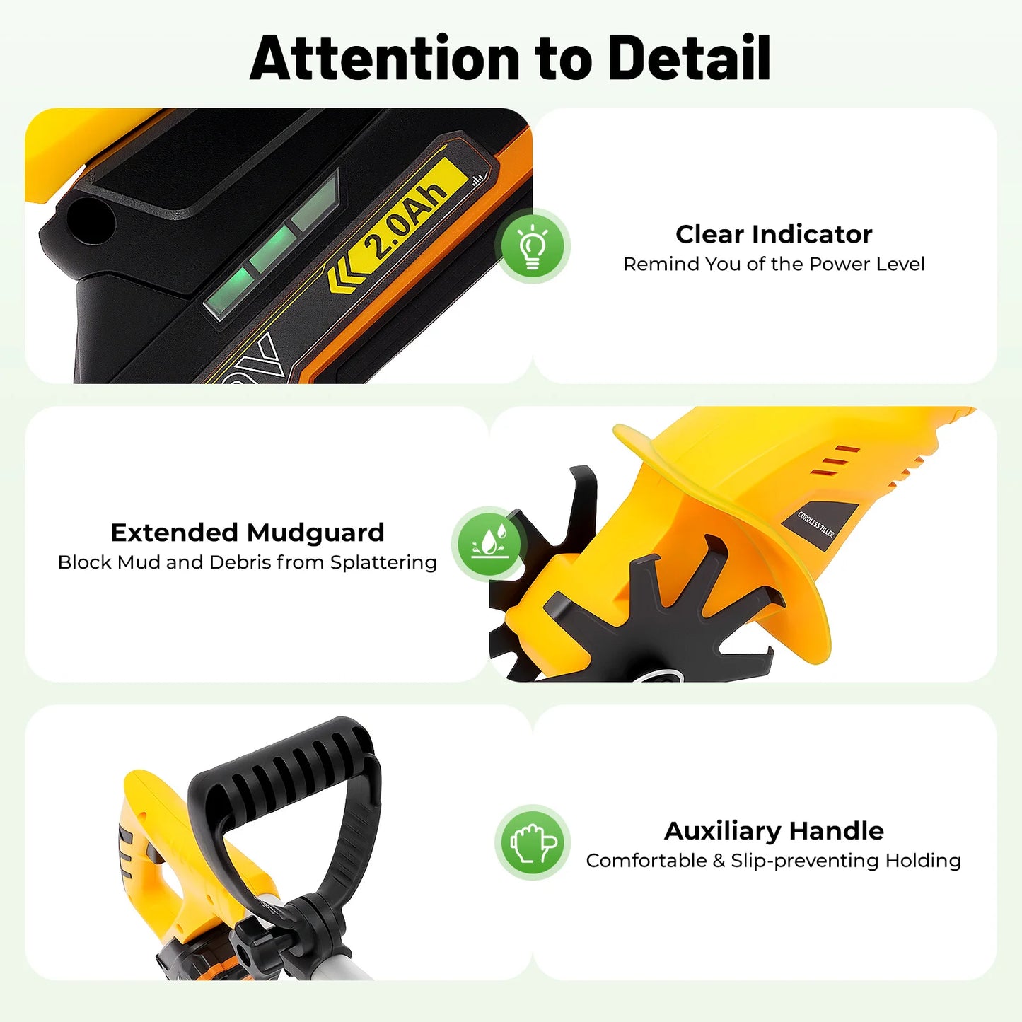 Bymaocar 20V Handheld Electric Tilling Machine Cordless Tiller