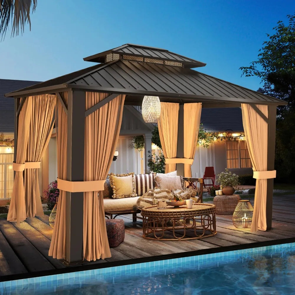 Hardtop Gazebo With Galvanized Steel Double Roof And Aluminum Frame