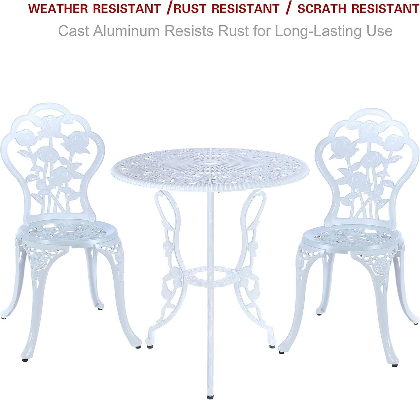 Durable Cast Aluminum Outdoor Bistro Set for Patio Table