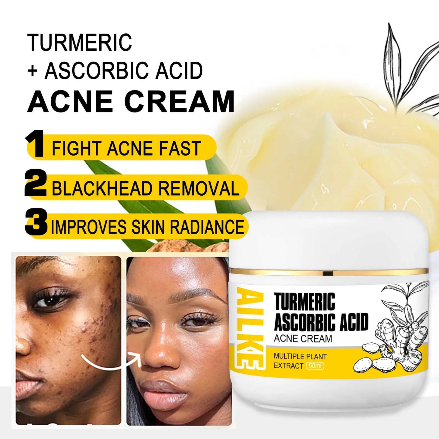 AILKE Organic Turmeric Skin Care Set For Brightening Acne Removal