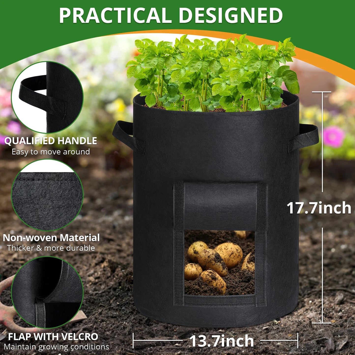 Fabric Grow Bags For Garden Vegetables Tomatoes Potatoes Planter Pots