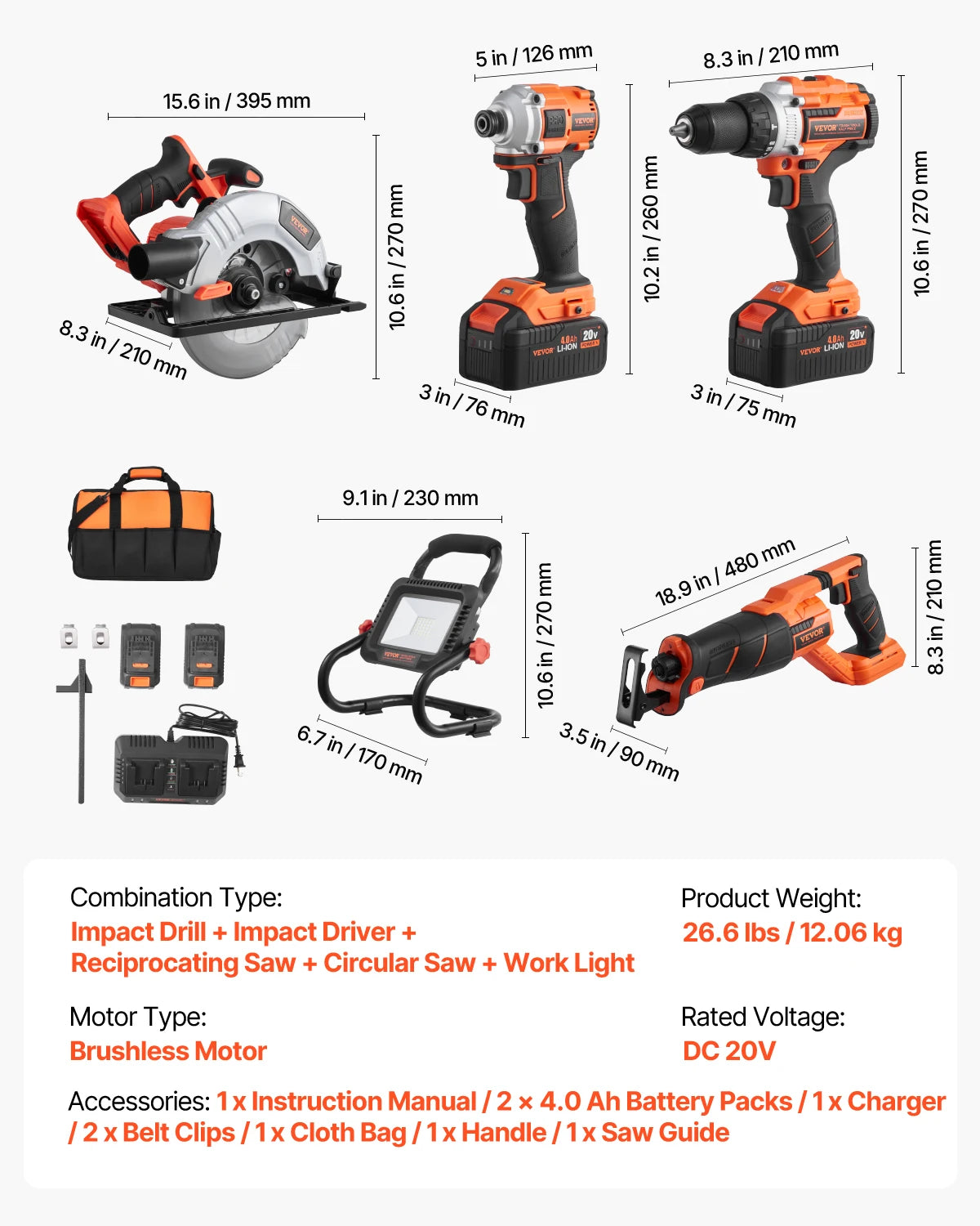 SucceBuy Cordless 2-Tool Drill and Impact Driver Combo Kit