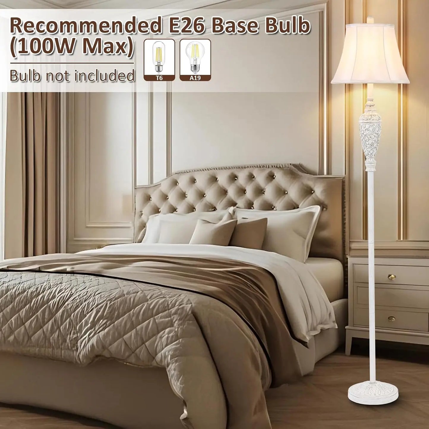 Vintage Floor Lamp With Carved Resin Base And Foot Switch