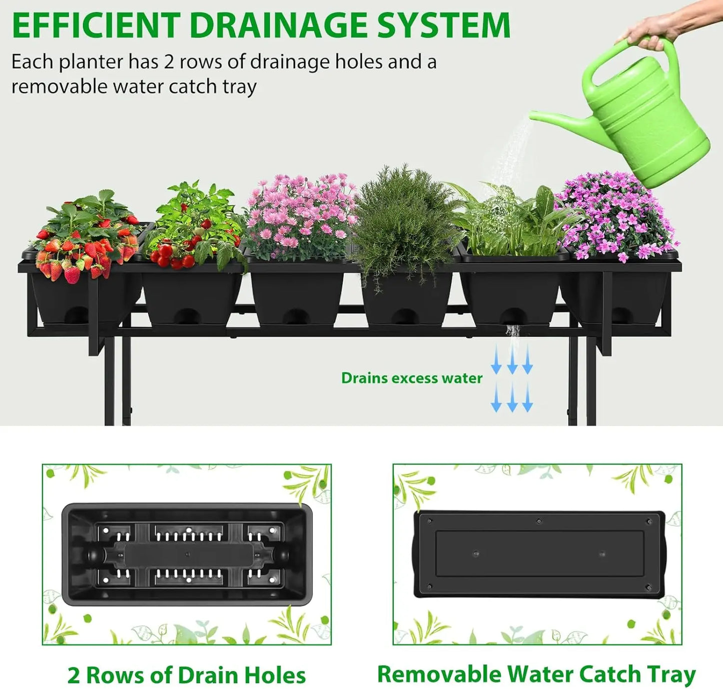 Raised Garden Bed With Wheels Storage Shelf For Vegetables Herbs