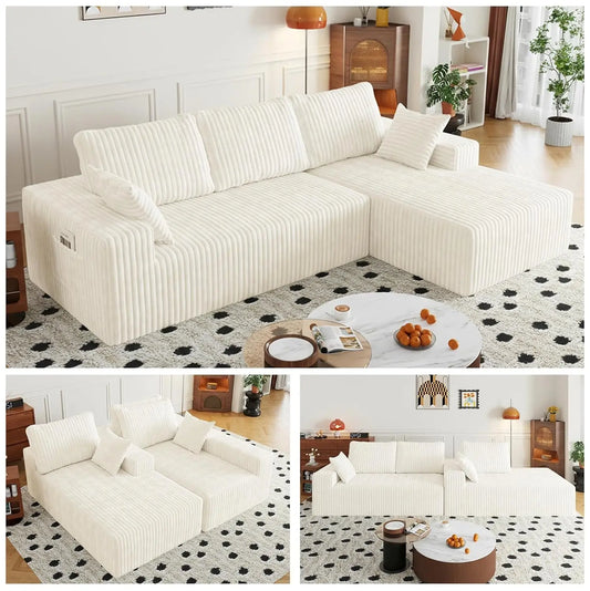 Modular Sectional Sofa With L Chaise And Corduroy Comfort
