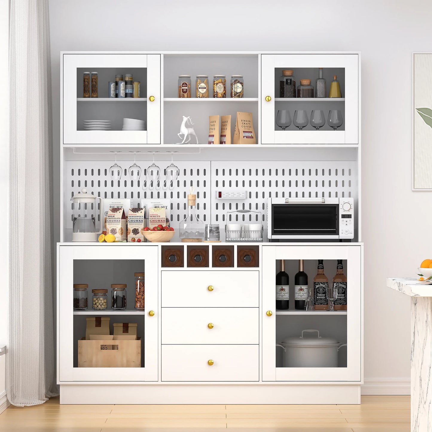 VOWNER Pantry Cabinet Kitchen Storage Freestanding Buffet Hutch