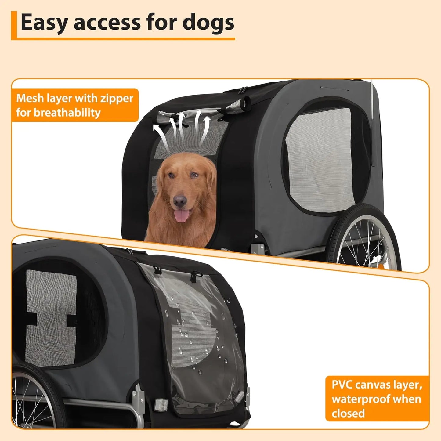 HiMISS Steel Dog Bike Trailer With Universal Coupler Water Resistant