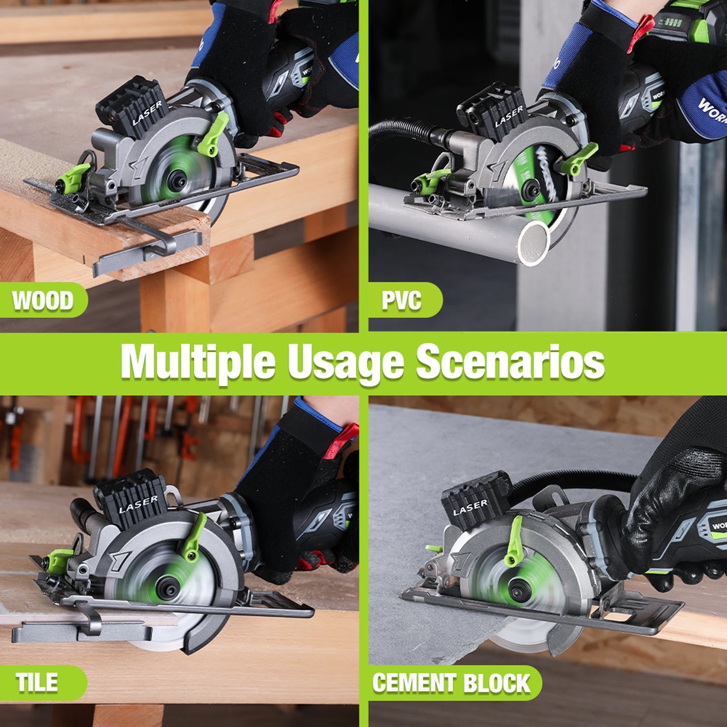 WORKPRO 20V Cordless Circular Saw With Laser 115mm Blade 710W