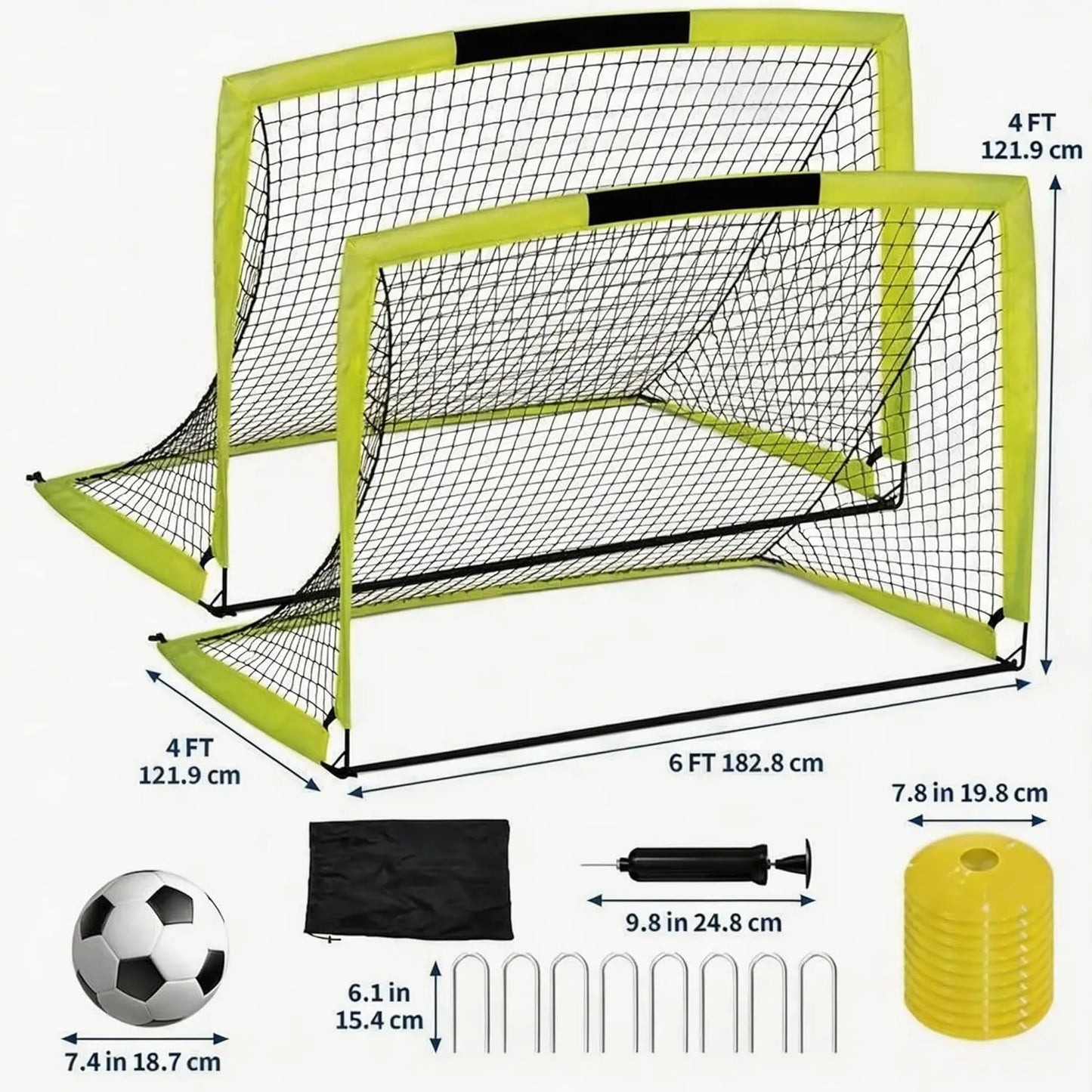 Portable Collapsible Soccer Goal Set With Rebounder Net For Quick Setup