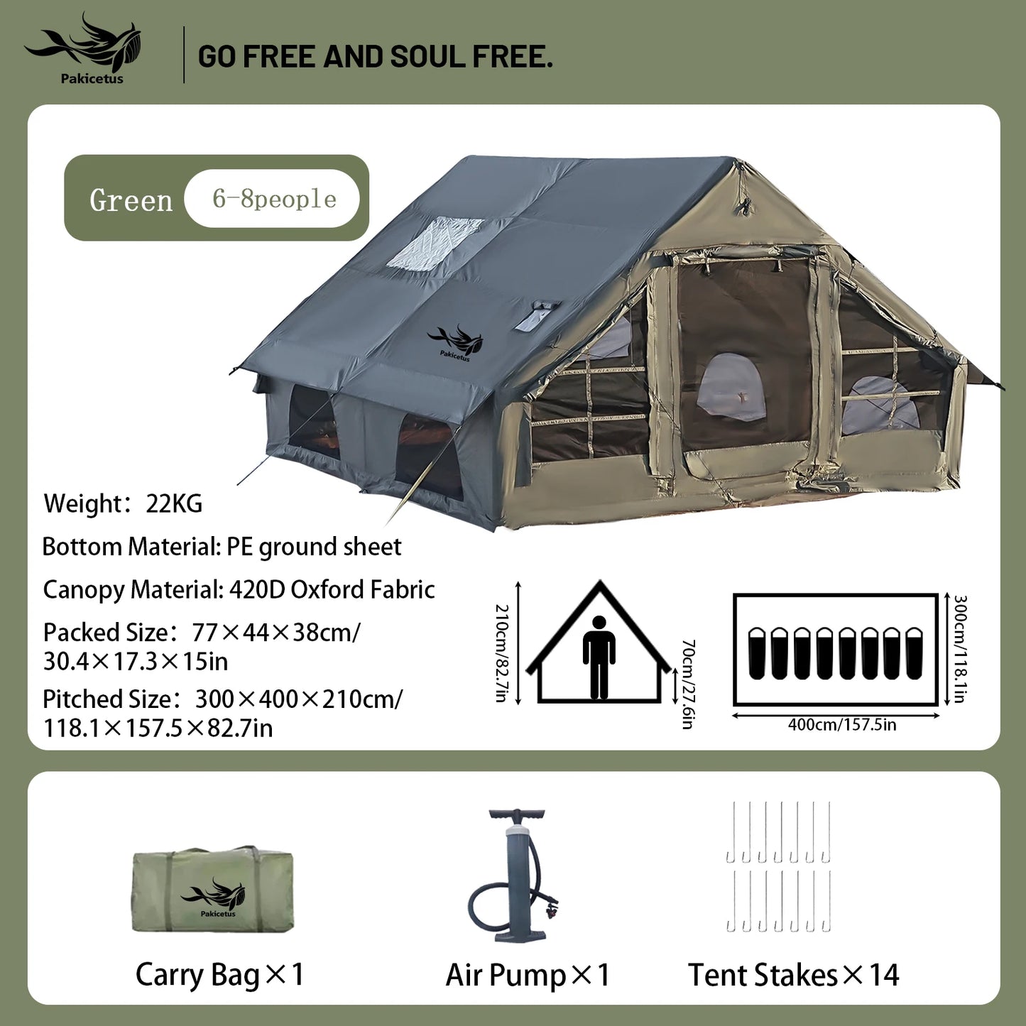 Quick Setup Inflatable Camping Tent For 4-8 People Waterproof