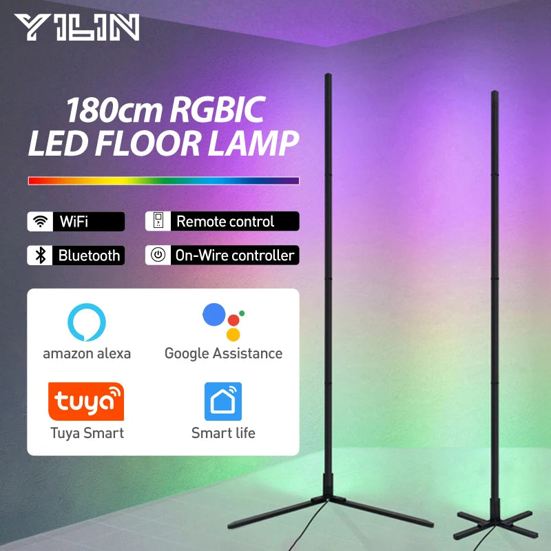 YILIN RGBIC LED Floor Lamp With Smart App Remote Control