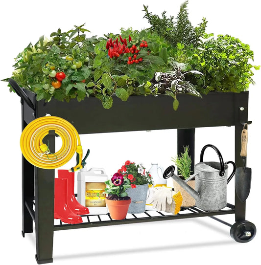 XMSJ Large Raised Planter Bed On Wheels With Legs Garden