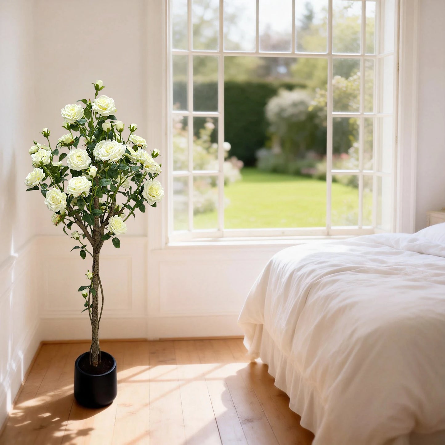 HiMISSCN Faux Flower Tree With Artificial Roses For Indoor Decor