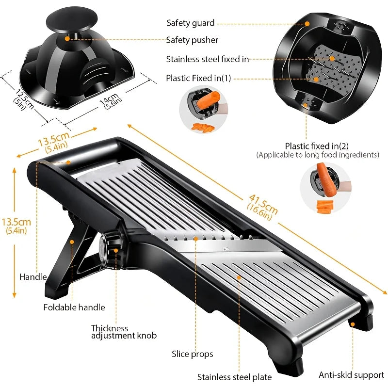 AEDG Stainless Steel Mandoline Slicer With 5 Blades And Holder