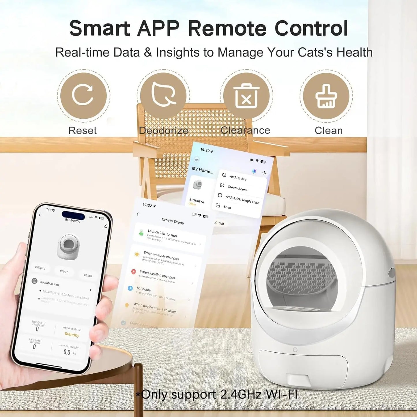 Automatic Cat Litter Box With App Control Odor Removal