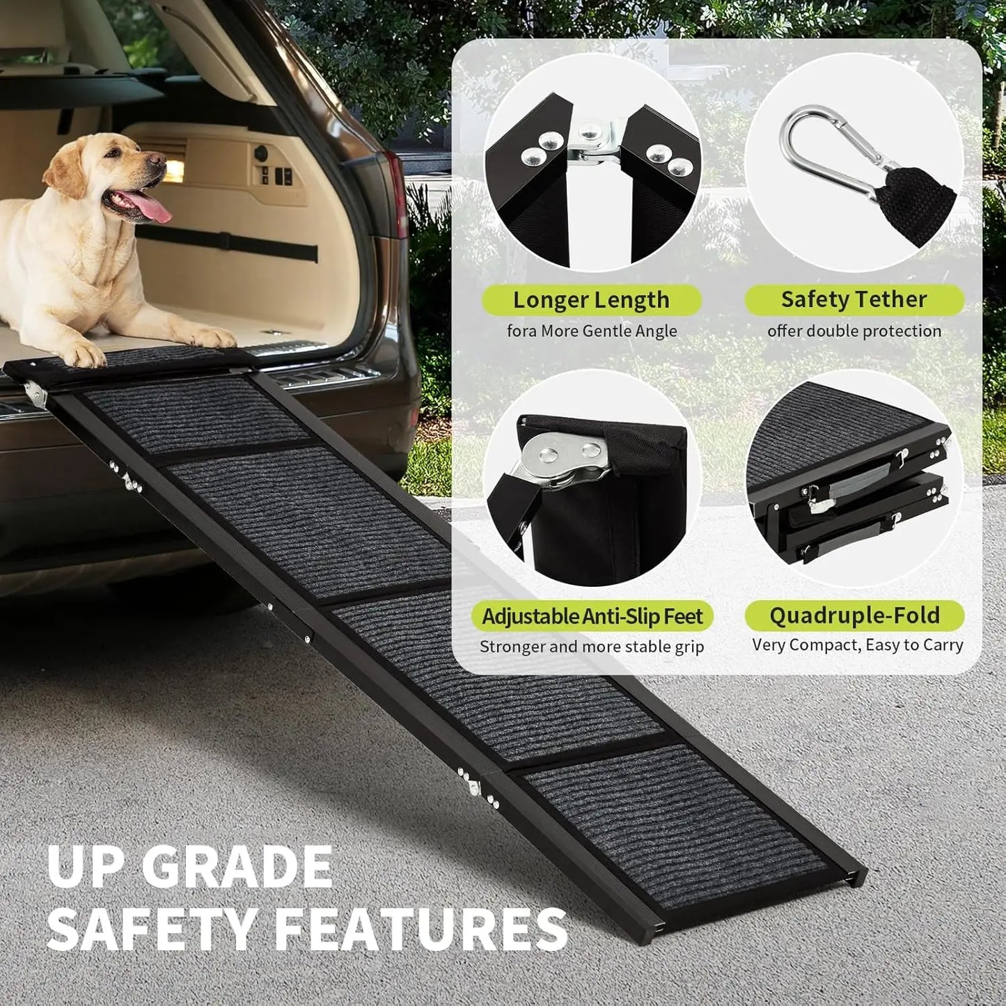 HiMISS Upgraded Dog Ramp for Cars Folding Ramp Non Slip
