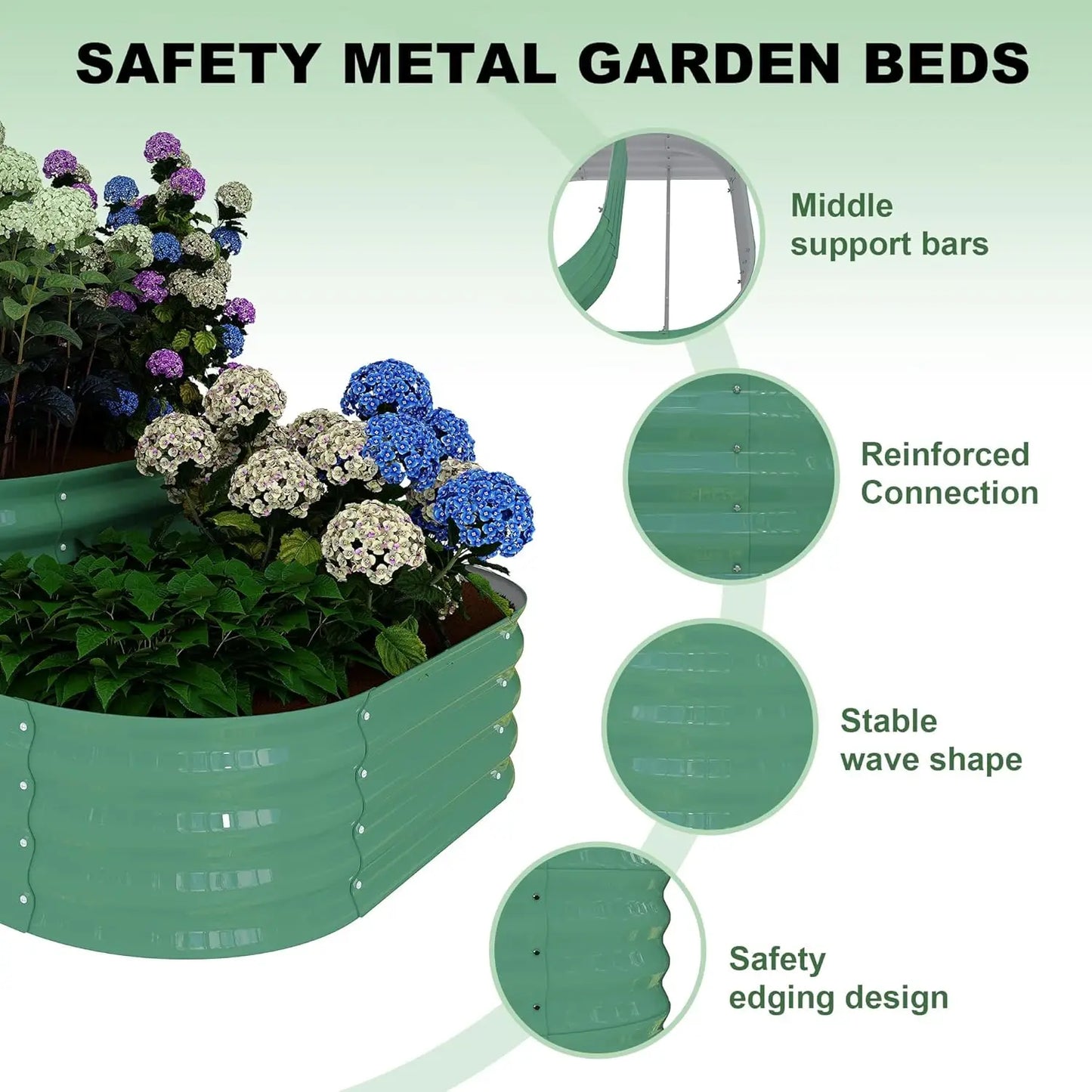 NONEM Galvanized Raised Garden Bed for Outdoor Planting and Vegetables
