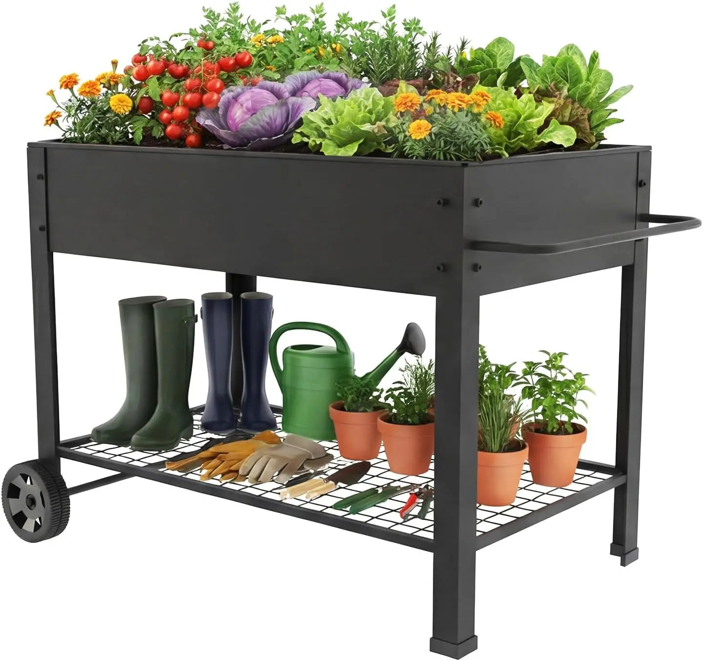 Raised Garden Bed with Legs and Wheels for Vegetables