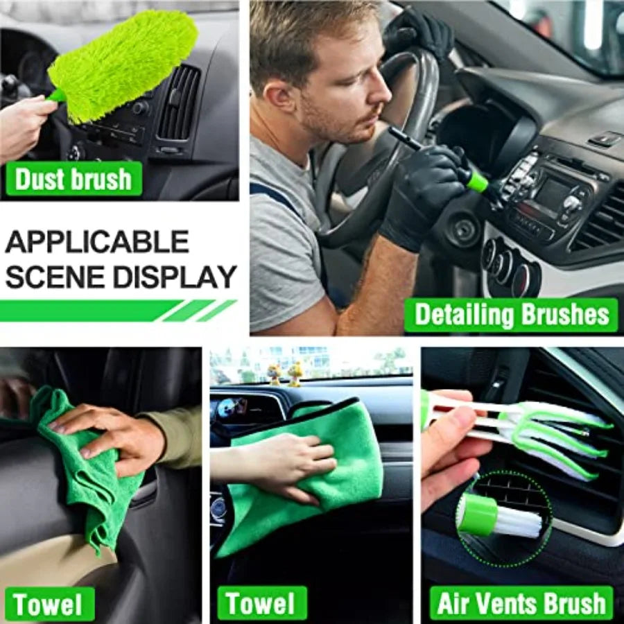 17 Piece Car Wash Kit With Extended Reach Brush Set