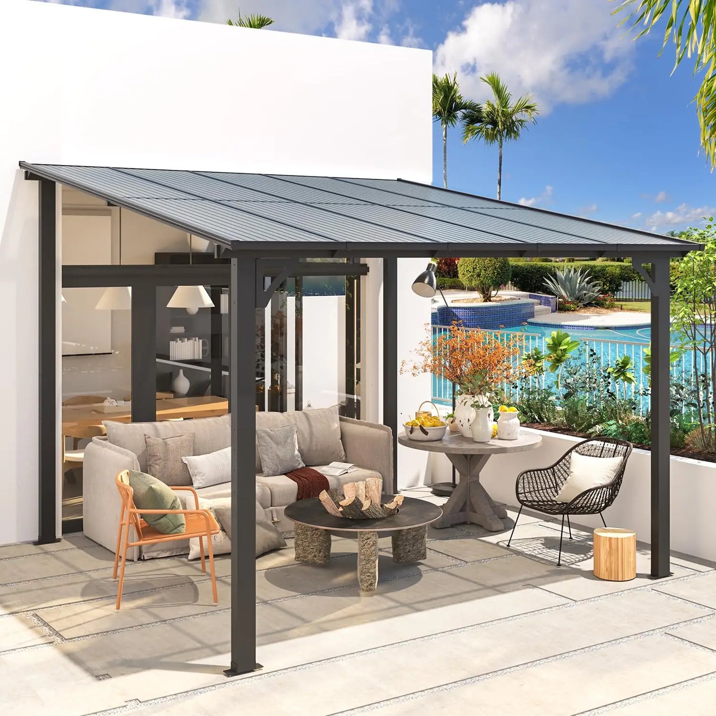 Wall Mounted Gazebo Pergola For Outdoor Patio And Deck