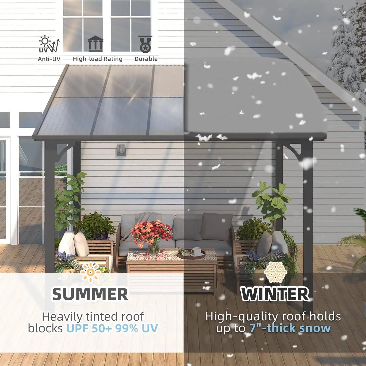 Wall Mounted Gazebo Pergola For Outdoor Patio And Deck