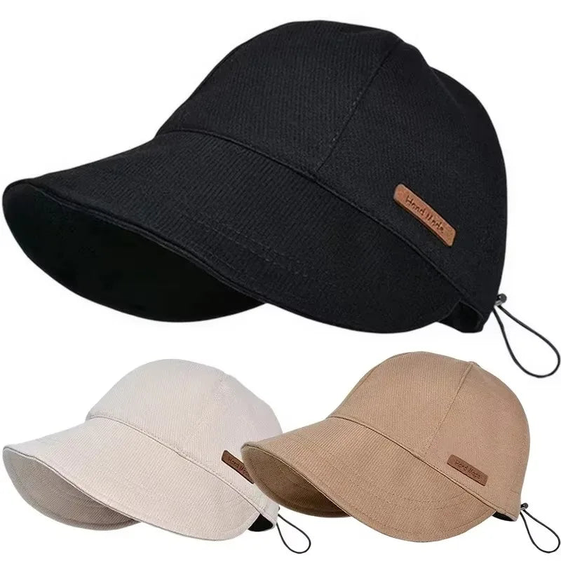 Foldable Cotton Sun Hat For Women With Wide Brim UV Protection