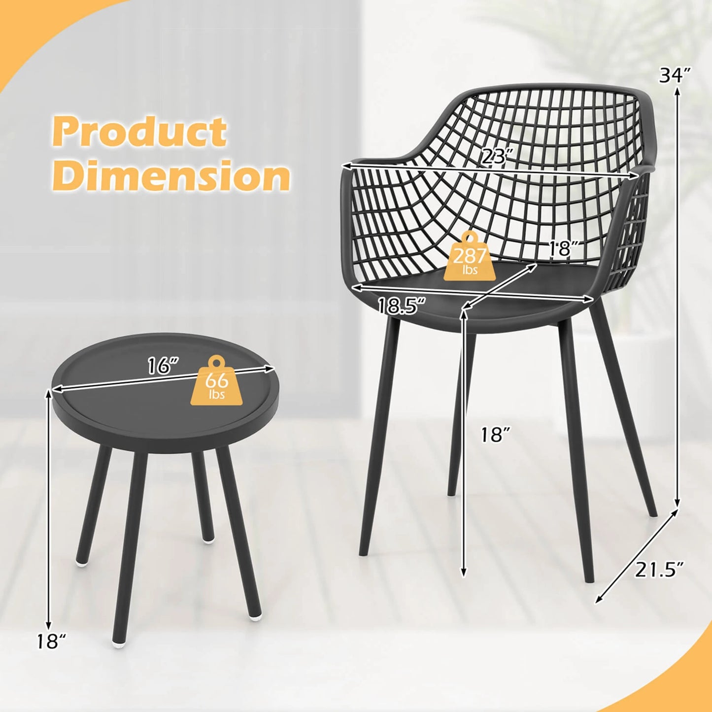 HOMASIS All Weather Patio Bistro Set Table And Chairs
