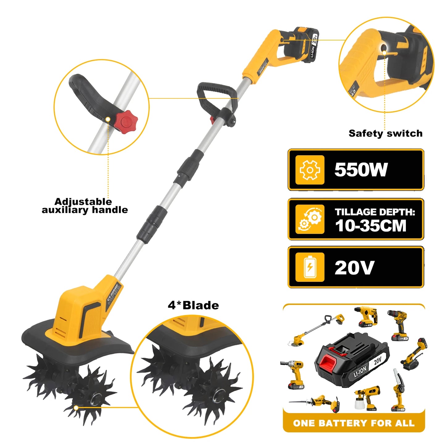 Mini Electric Tiller With Lithium Battery Rotary Hoe Handheld Tiller