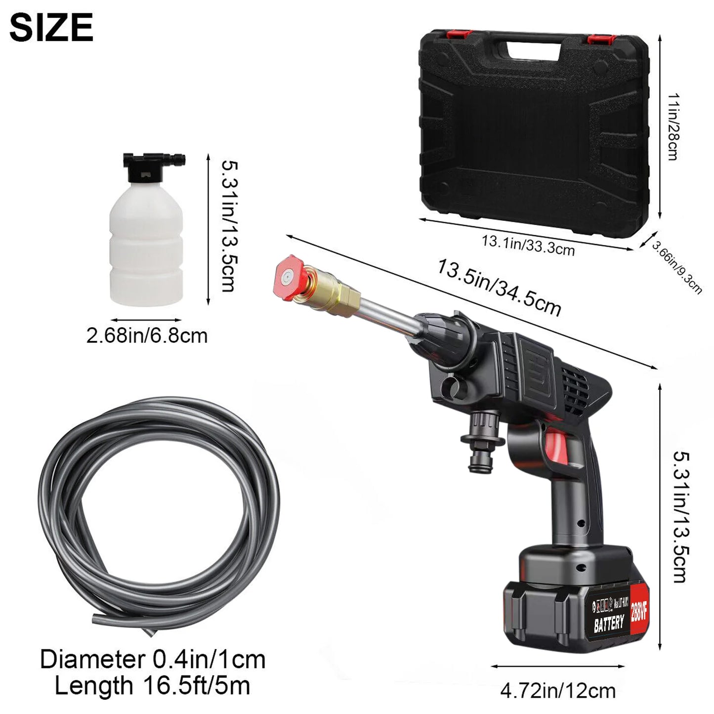 Cordless Pressure Washer 450W Car Garden Home Dual 1200mAh Battery