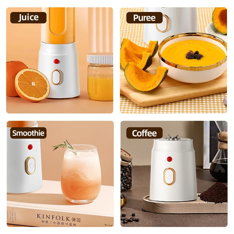 Portable Wireless Juicer Blender Dual Cup With USB Rechargeable