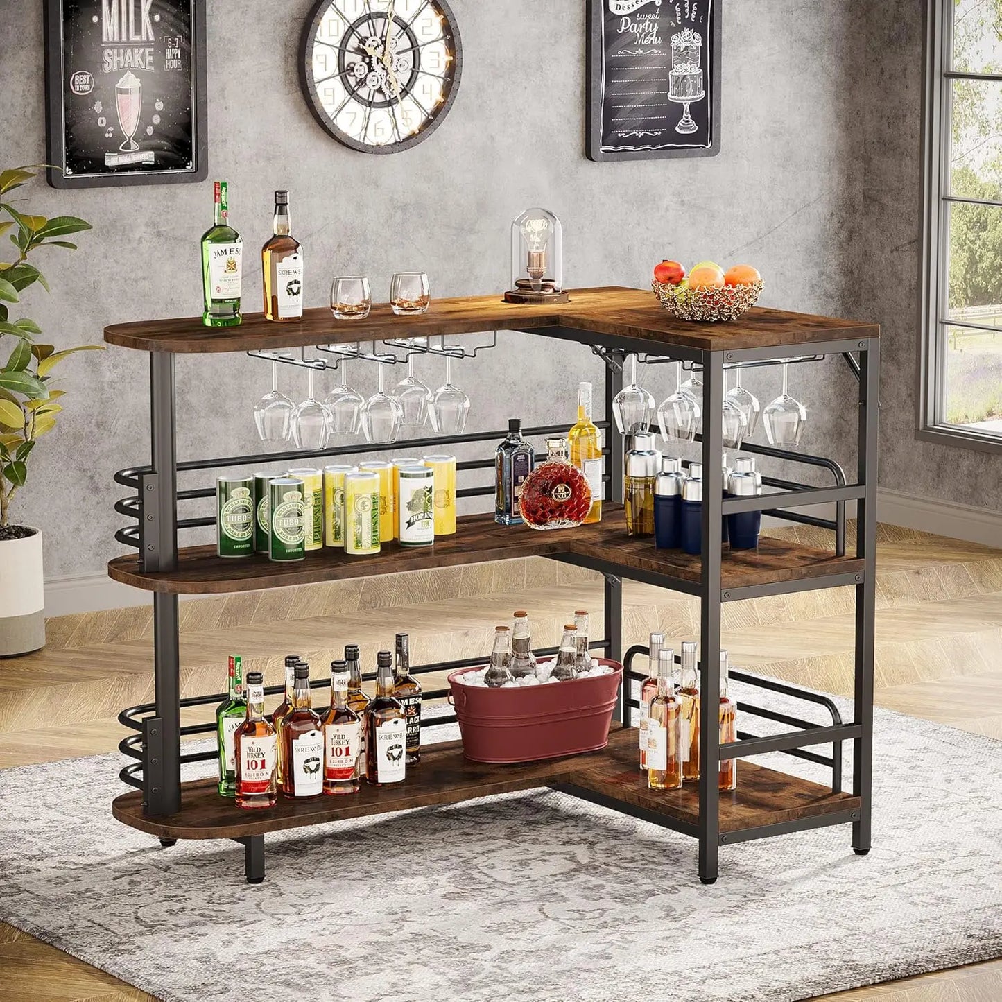 Little Tree L Shaped Home Bar Unit With Storage Holder
