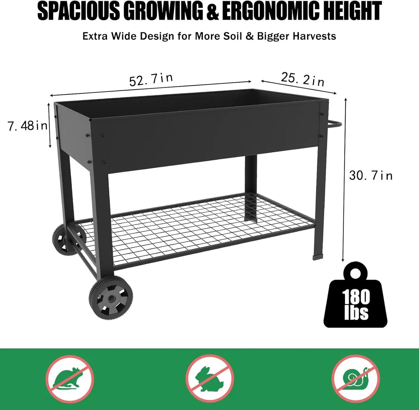 Raised Garden Bed with Legs and Wheels for Vegetables