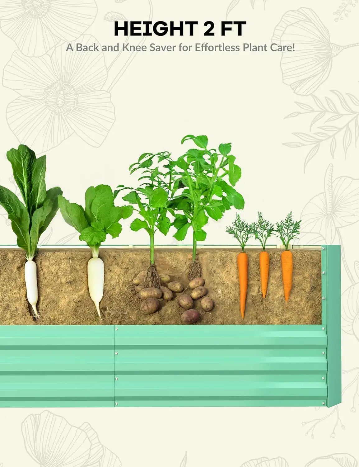 Twister.CK Galvanized Raised Garden Bed Kit For Vegetables Flowers Herbs