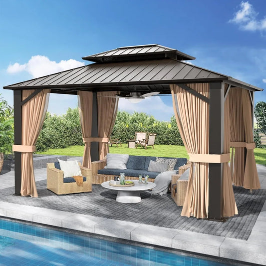 Hardtop Gazebo With Galvanized Steel Double Roof And Aluminum Frame