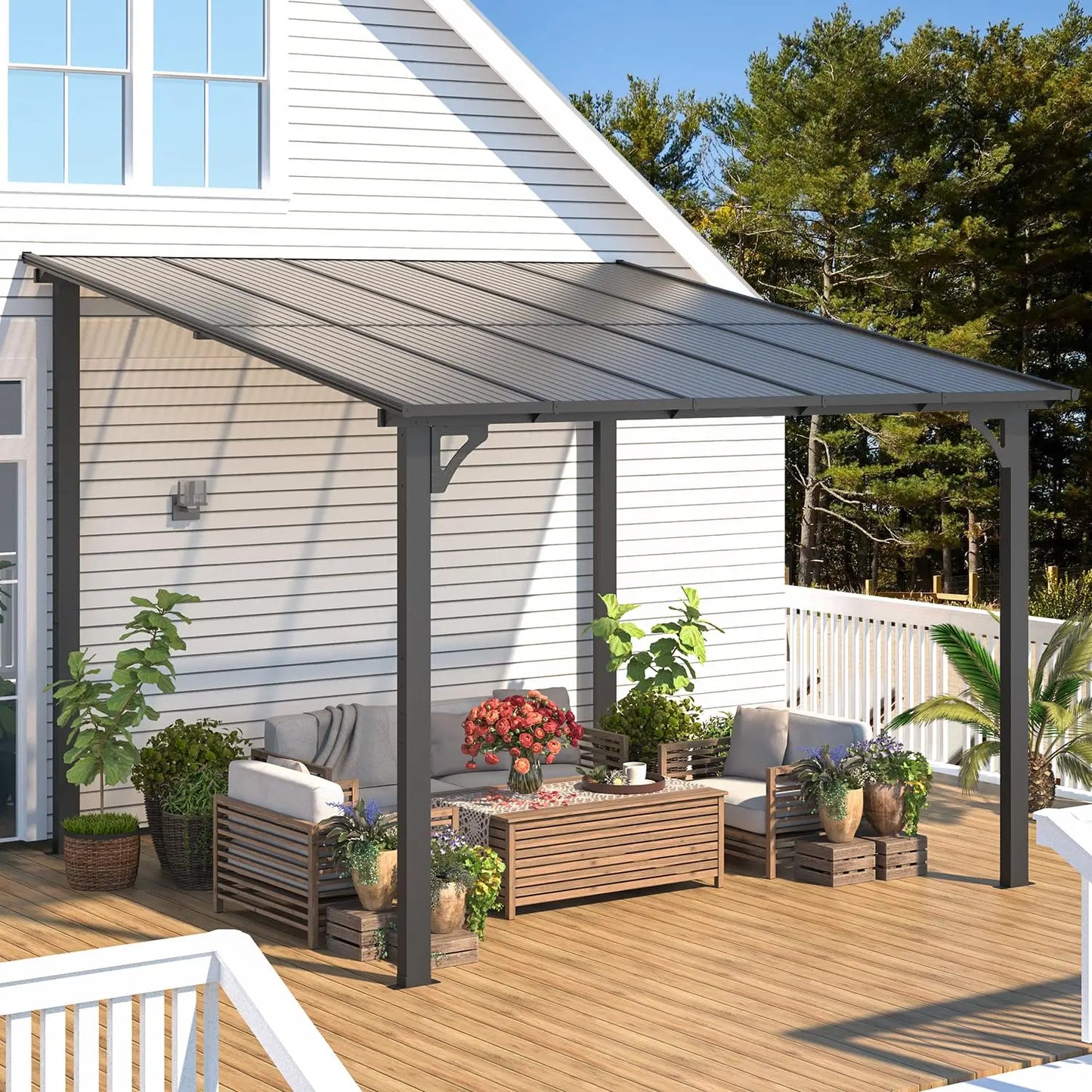 Wall Mounted Gazebo Pergola For Outdoor Patio And Deck