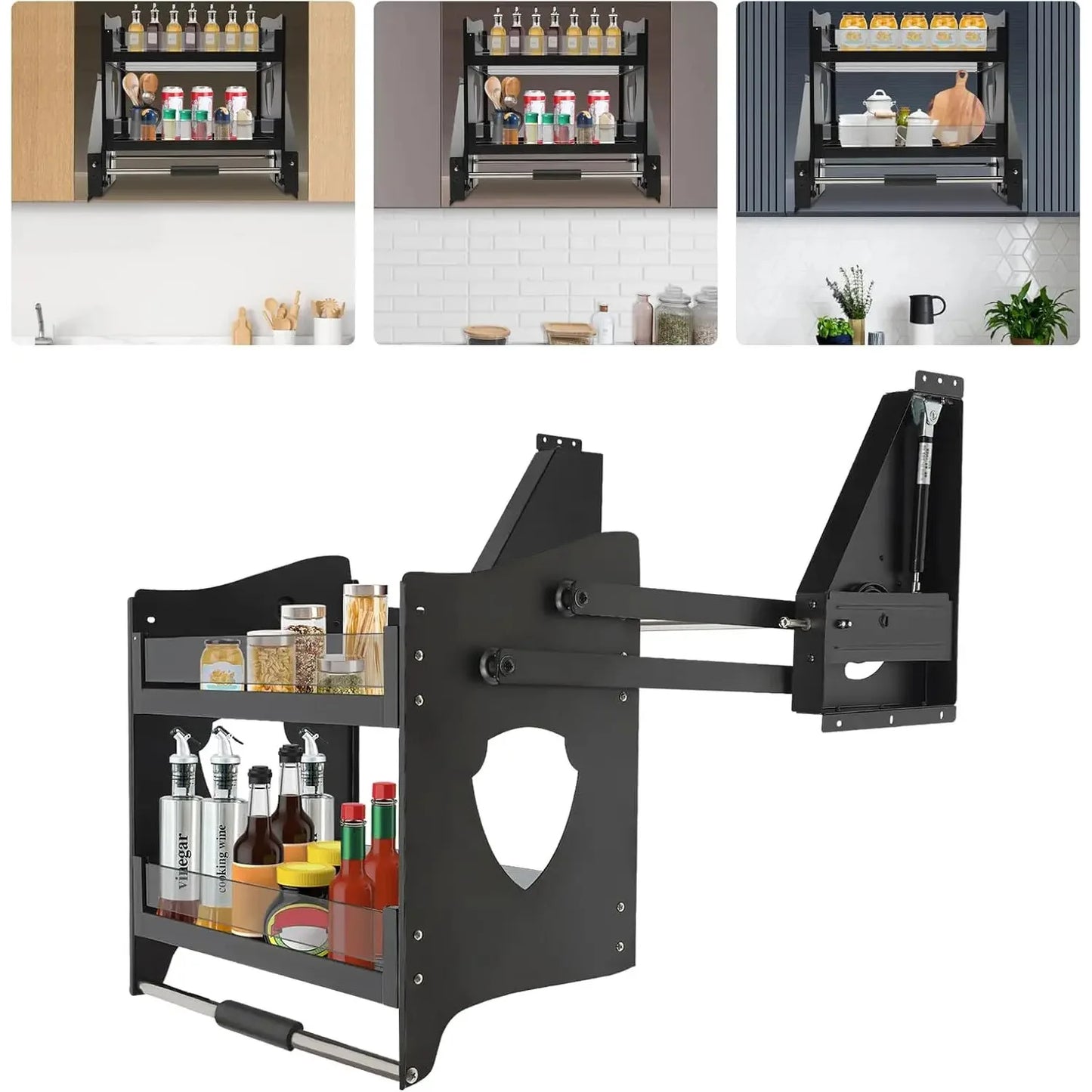 Bymaocar Pull Down Cabinet Organizer Two Tier