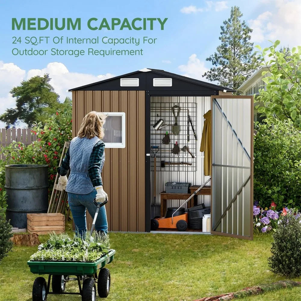 XIAOLANG Outdoor Steel Storage Shed With Lockable Doors And Window