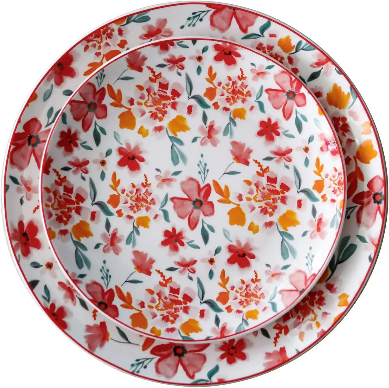 Porcelain Floral Dinner Plates Set Of 4 For Everyday Dining