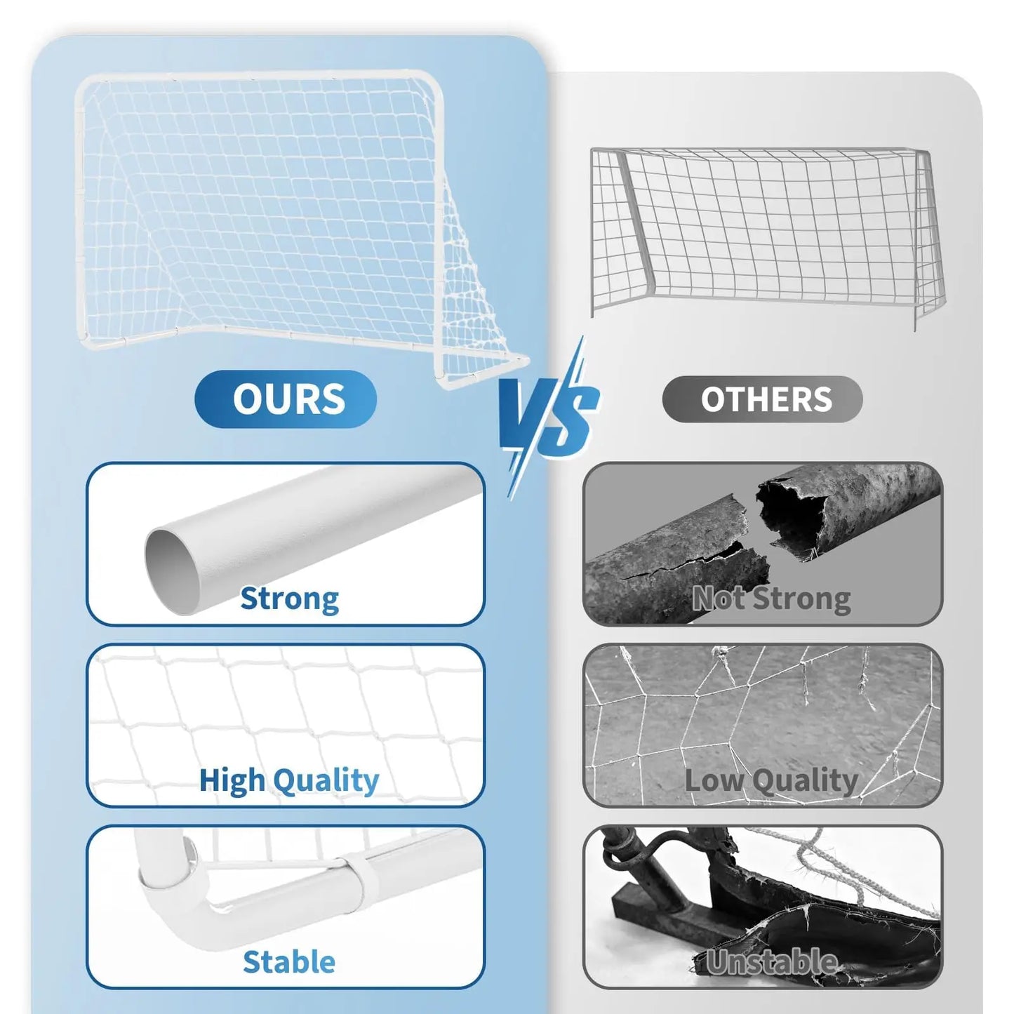 Portable Collapsible Soccer Goal Set With Rebounder Net For Quick Setup