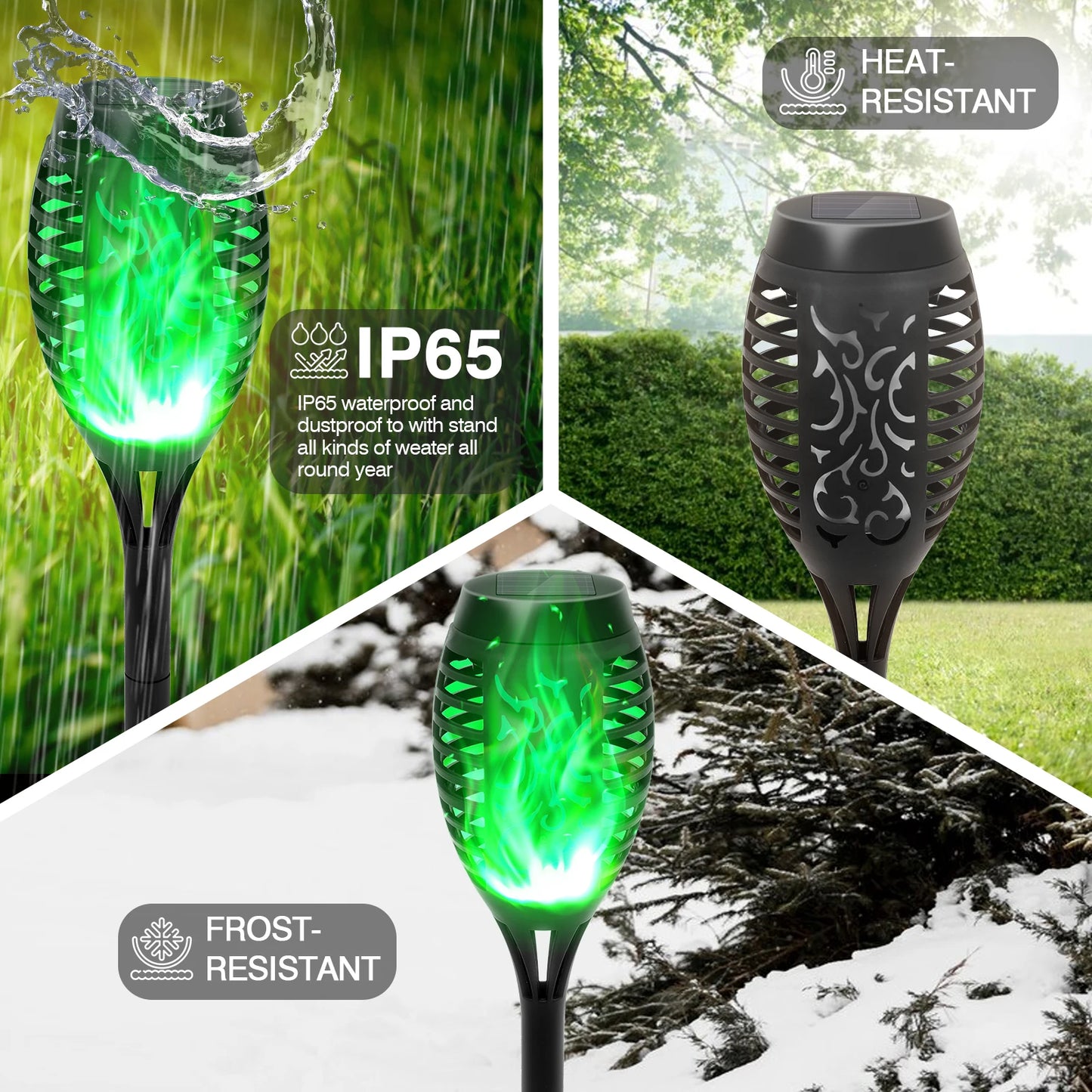 Solar Flame Light Outdoor Flickering LED Torch Lamp For Garden Decor