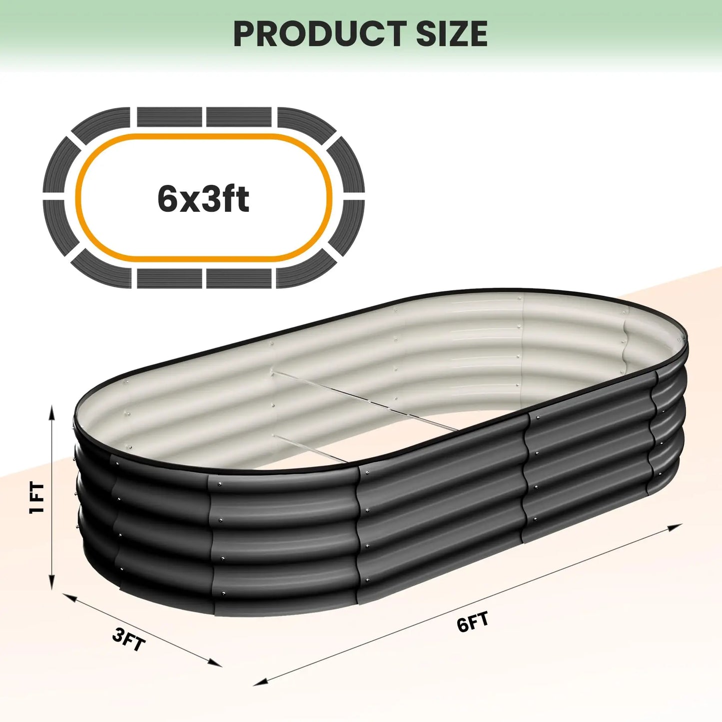 HiMISS Oval Galvanized Steel Raised Garden Bed Two-Pack