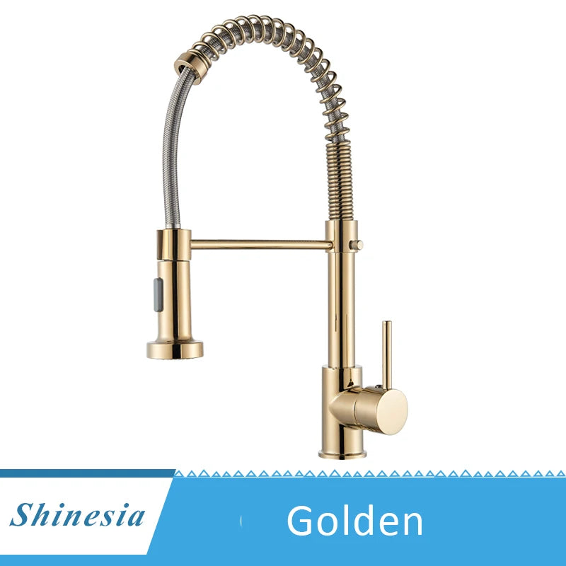 Shinesia Brushed Nickel Deck Mounted Kitchen Faucet With Rotating Sprayer
