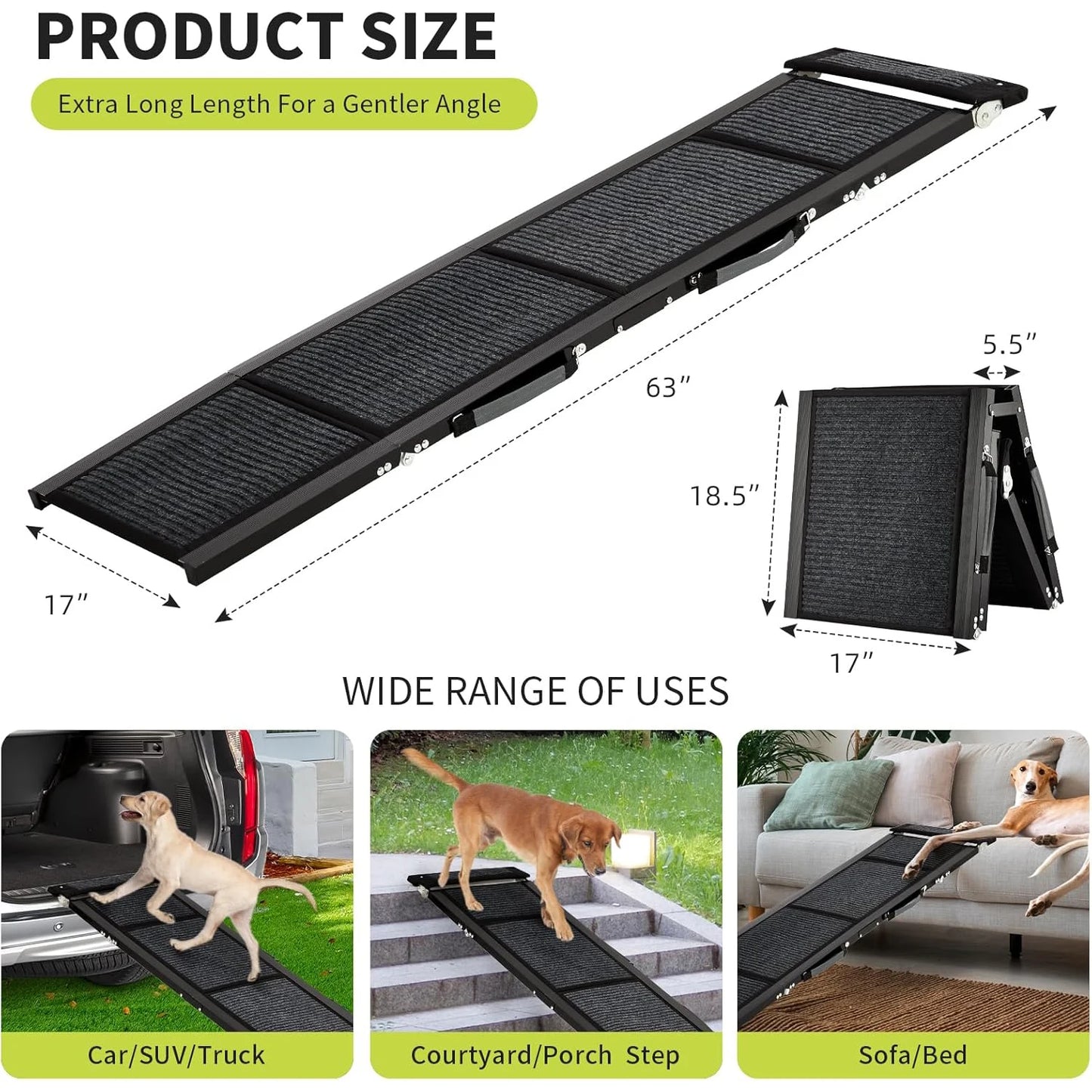 HiMISS Upgraded Dog Ramp for Cars Folding Ramp Non Slip