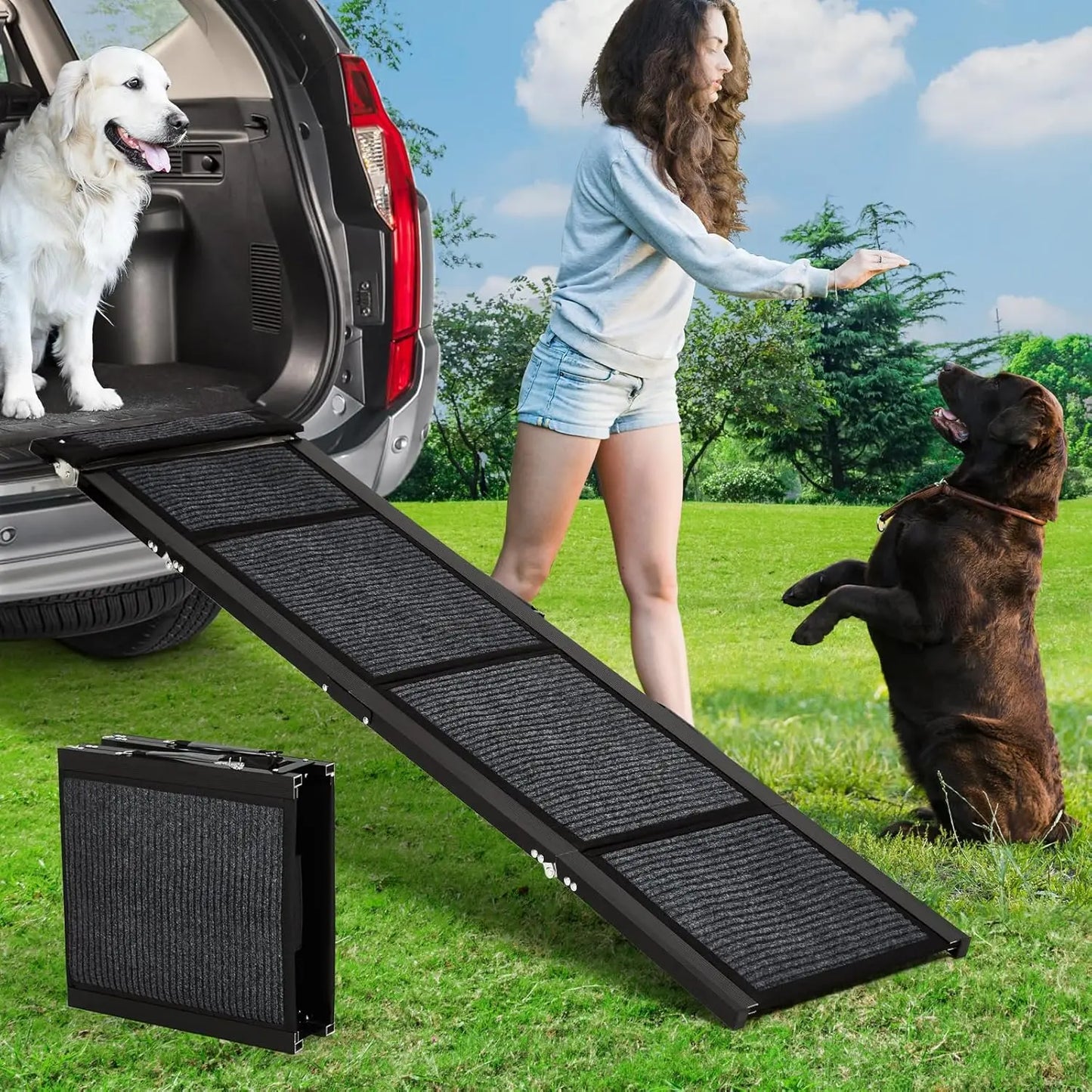 HiMISS Upgraded Dog Ramp for Cars Folding Ramp Non Slip