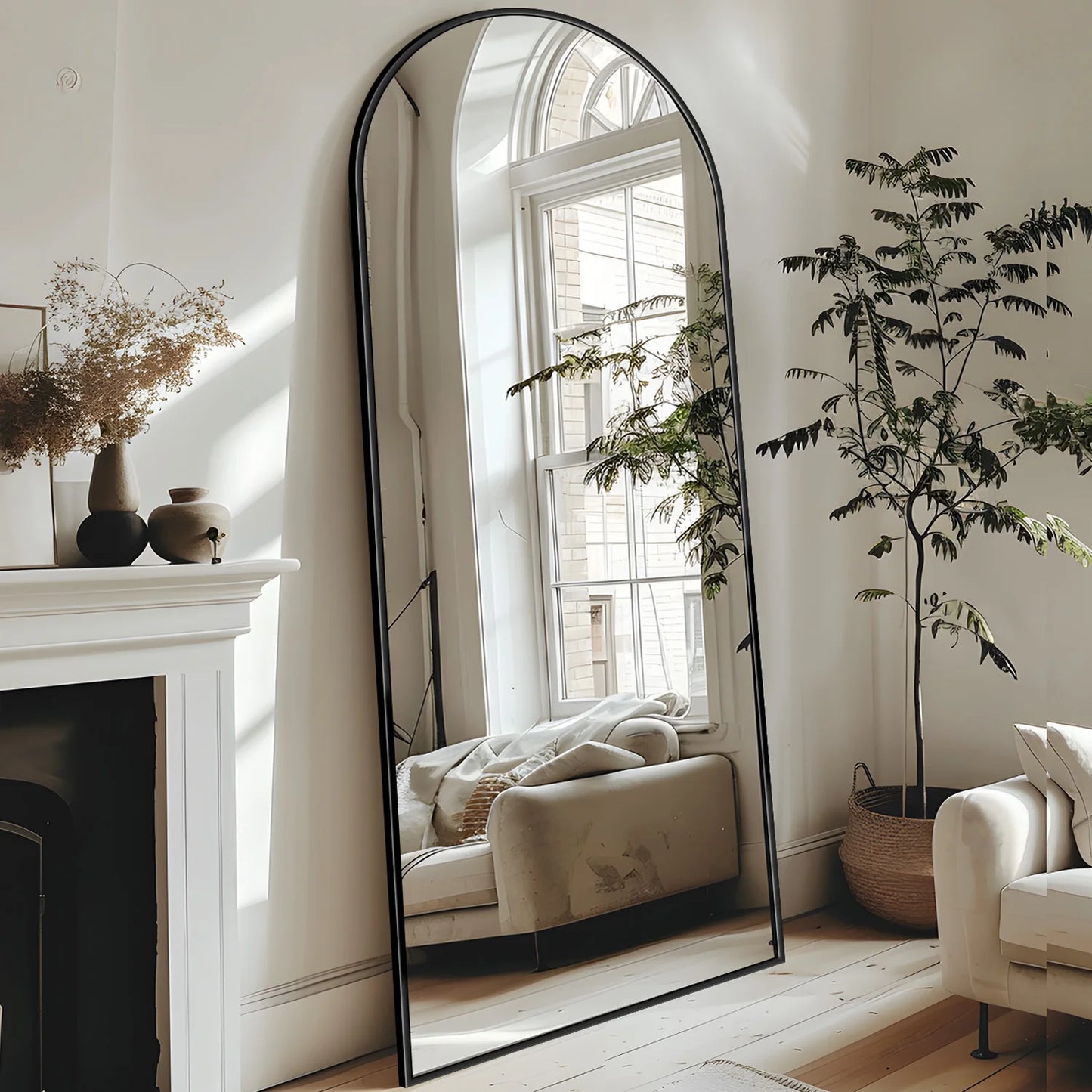 Antok Rectangular Floor Mirror With Stand For Bedroom