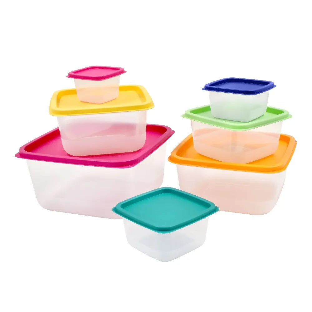 Multicolor Plastic 14 Pc Food Storage Container Set With Lids